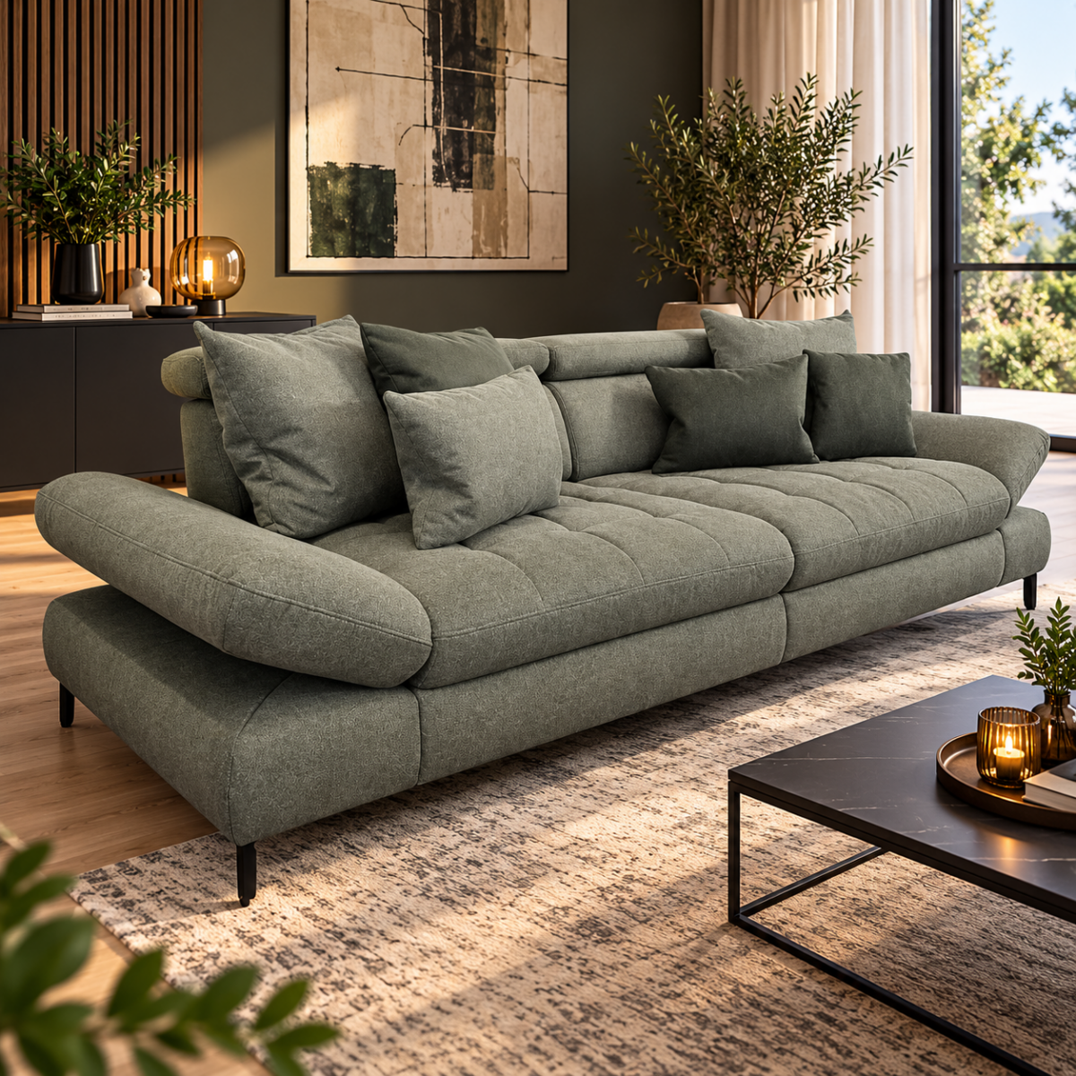 Big Sofa Megasofa XXL Sofa 3-Sitzer 3erSofa in Grün – Bild 2
