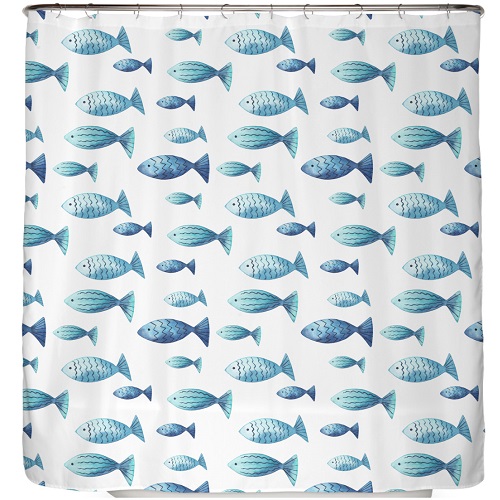 ♻️ Recycling-Duschvorhang Blaue Fische 180×200 cm