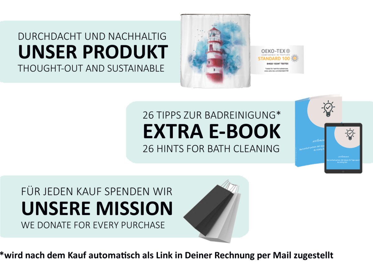 ♻️ Recycling-Duschvorhang Leuchtturm 200×220 cm – Bild 8